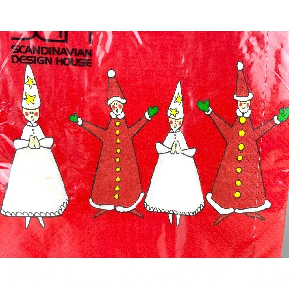 Scandinavian NOS Paper Napkins & Coasters Vintage Dala Horse Gnomes Lucia‎